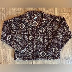 Vintage Fair Isle Shacket Size Medium Unisex Jacket Essentials Style Red EUC USA